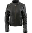 Milwaukee Leather LKL2735 Women's Black Premium Leather Scuba Style Biker Jacket w/ Mandarin Collar