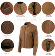 Milwaukee Leather LKL2736 Women's Cognac Premium Leather Scuba Style Biker Jacket w/ Mandarin Collar