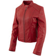 Milwaukee Leather LKL2738 Women's Red Premium Leather Scuba Style Biker Jacket w/ Mandarin Collar