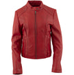 Milwaukee Leather LKL2738 Women's Red Premium Leather Scuba Style Biker Jacket w/ Mandarin Collar