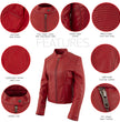 Milwaukee Leather LKL2738 Women's Red Premium Leather Scuba Style Biker Jacket w/ Mandarin Collar