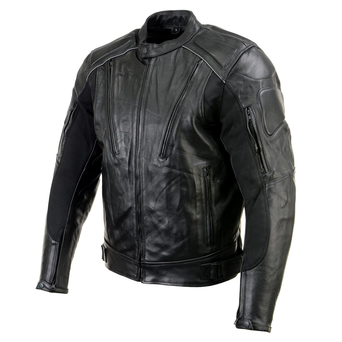 Xelement B9119 Men's 'Frenzy' Black Armored Leather Motorcycle Jacket