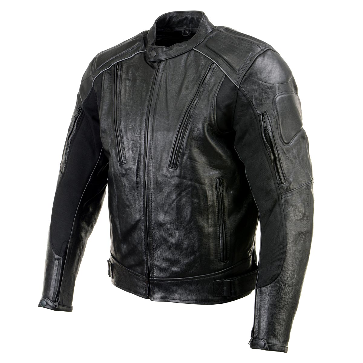 Milwaukee Leather LKM17007 Men's Premium Black Leather Motorcycle Bikers Rider Jacket w/ CE Armor