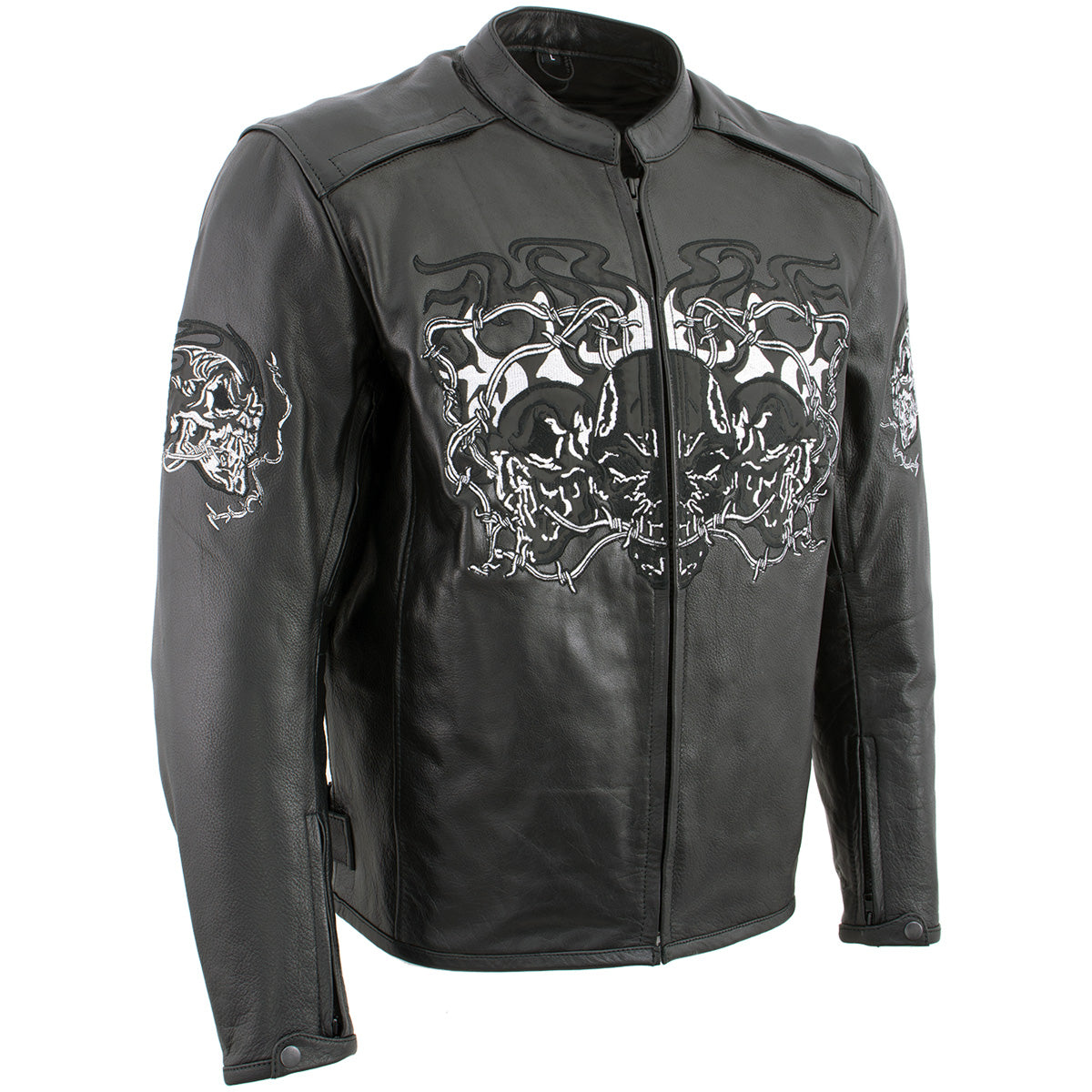 Milwaukee Leather LKM17008 Men's Premium Black Reflective Skulls