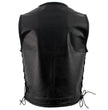 Milwaukee Leather Men's Drifter Black Collarless Buffalo Leather Motorcycle Vest - LKM3792