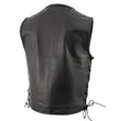 Milwaukee Leather Men's Drifter Black Collarless Buffalo Leather Motorcycle Vest - LKM3792