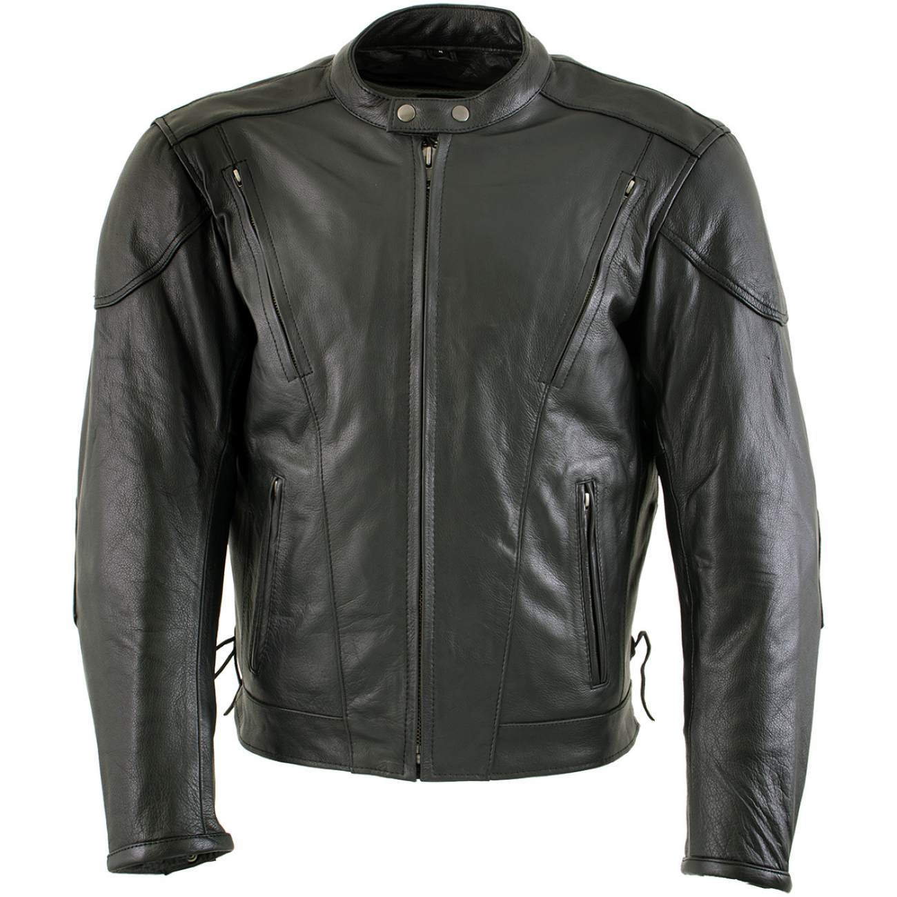 Xelement B96333 Men's 'Flying Mayhem Skull' Black Leather Moto Jacket with X-Armor Protection