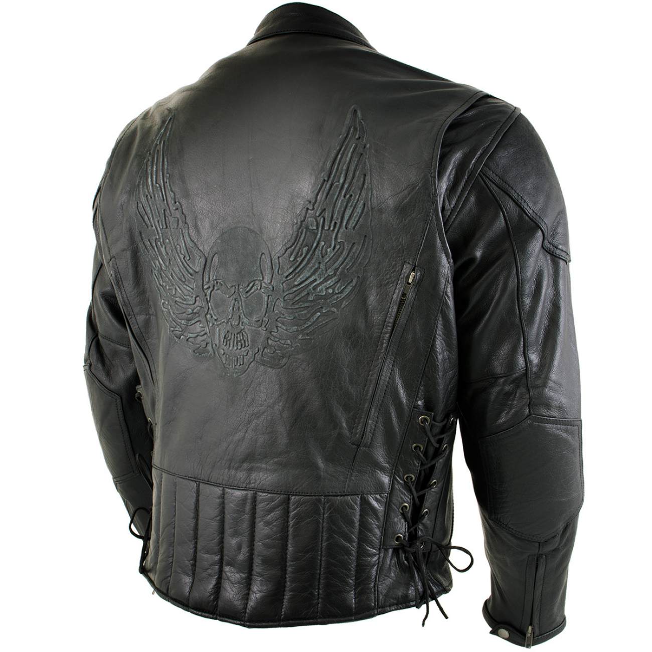 Milwaukee Leather LKM7009 Men's Flying Mayhem Skull Premium Black