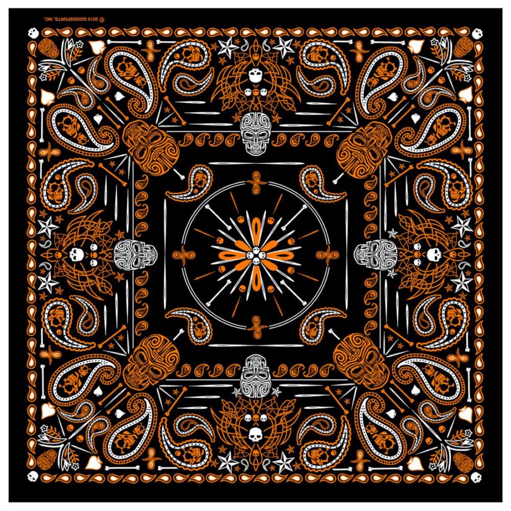 Hot Leathers BAB1069 Orange Paisley Skulls Bandana