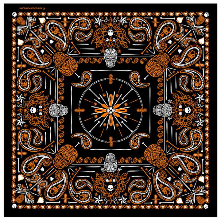 Hot Leathers BAB1069 Orange Paisley Skulls Bandana