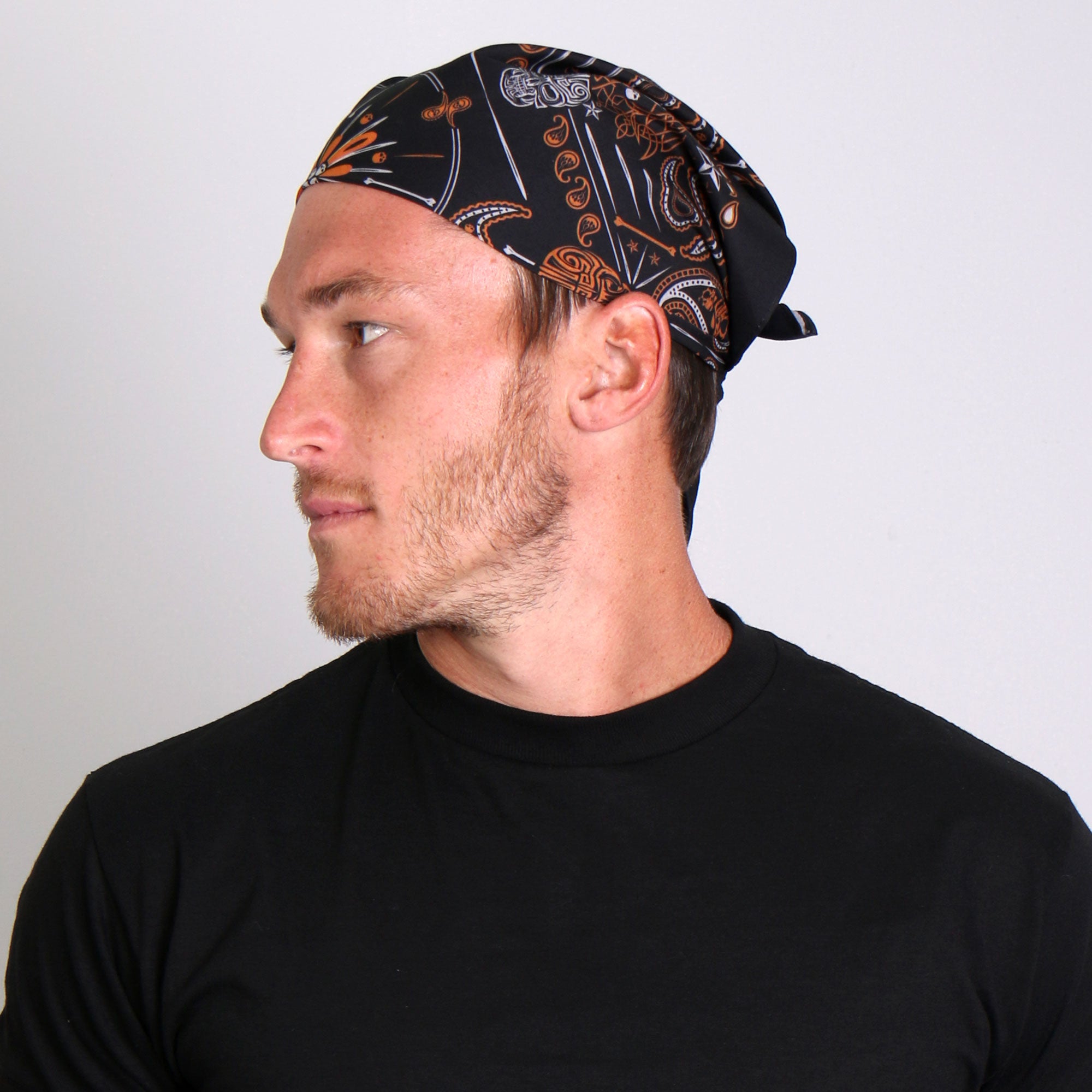 Hot Leathers BAB1069 Orange Paisley Skulls Bandana – Milwaukee