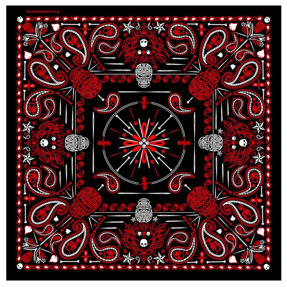 Hot Leathers BAB1070 Red Paisley Skulls Bandana