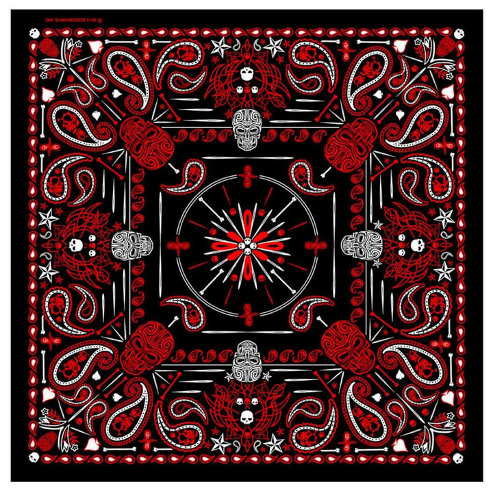 Hot Leathers BAB1070 Red Paisley Skulls Bandana