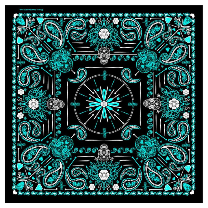 Hot Leathers BAB1072 Ladies Blue Paisley Skulls Bandana