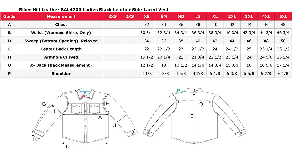 Biker Hill Leather BAL4700 Ladies Black Leather Side Laced Vest