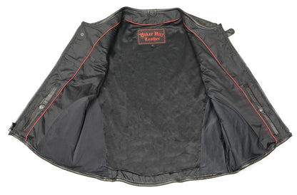 Biker Hill BAM3500 Men's 'Swat' Style Motorcycle Leather Vest