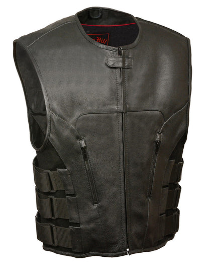 Biker Hill BAM3500 Men's 'Swat' Style Motorcycle Leather Vest