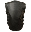 Biker Hill BAM3530 Men's Swat-Tactical Style Black Motorcycle Leather Rider Vest