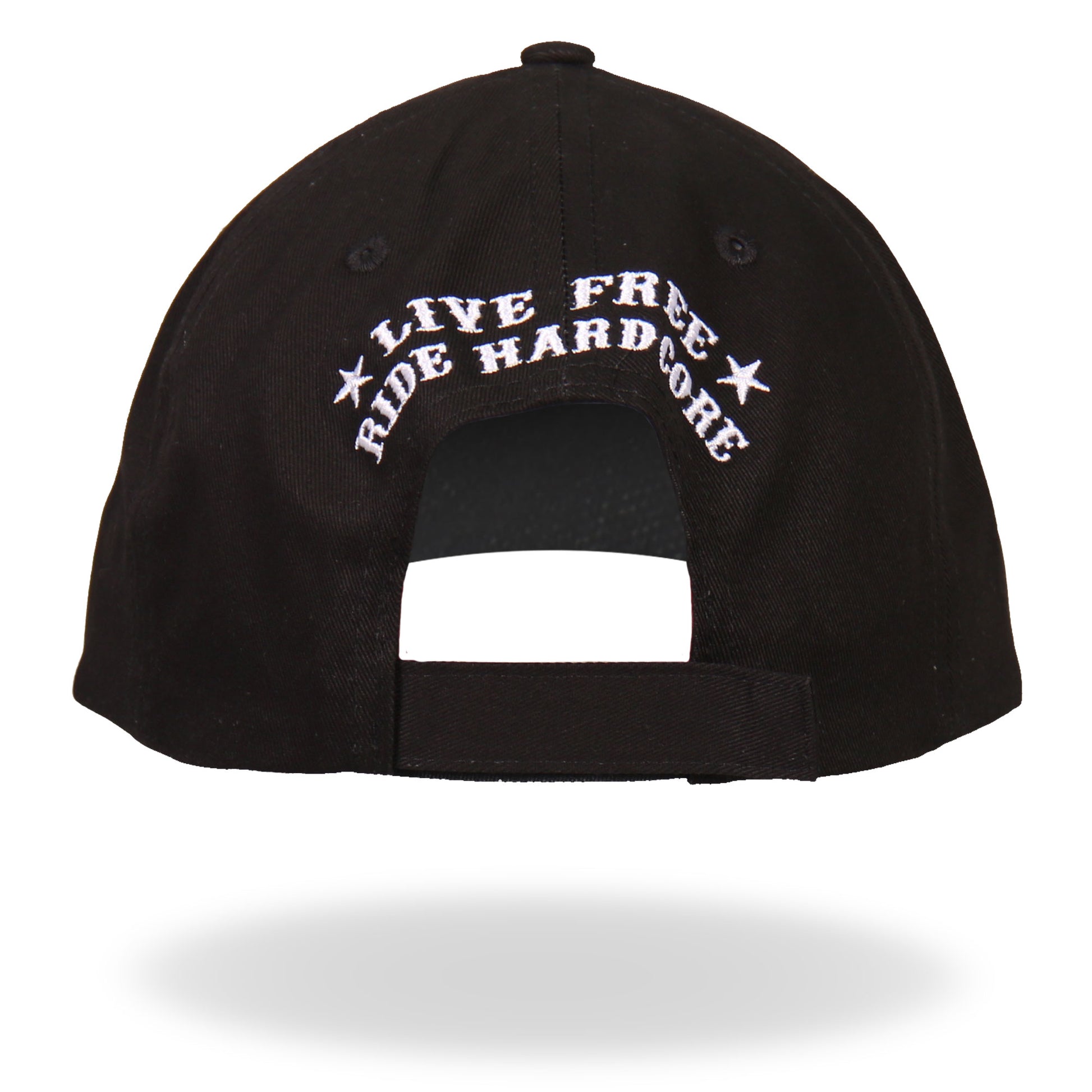 Hot Leathers BCA1042 Live Free Ride Hardcore Skull Baseball Cap