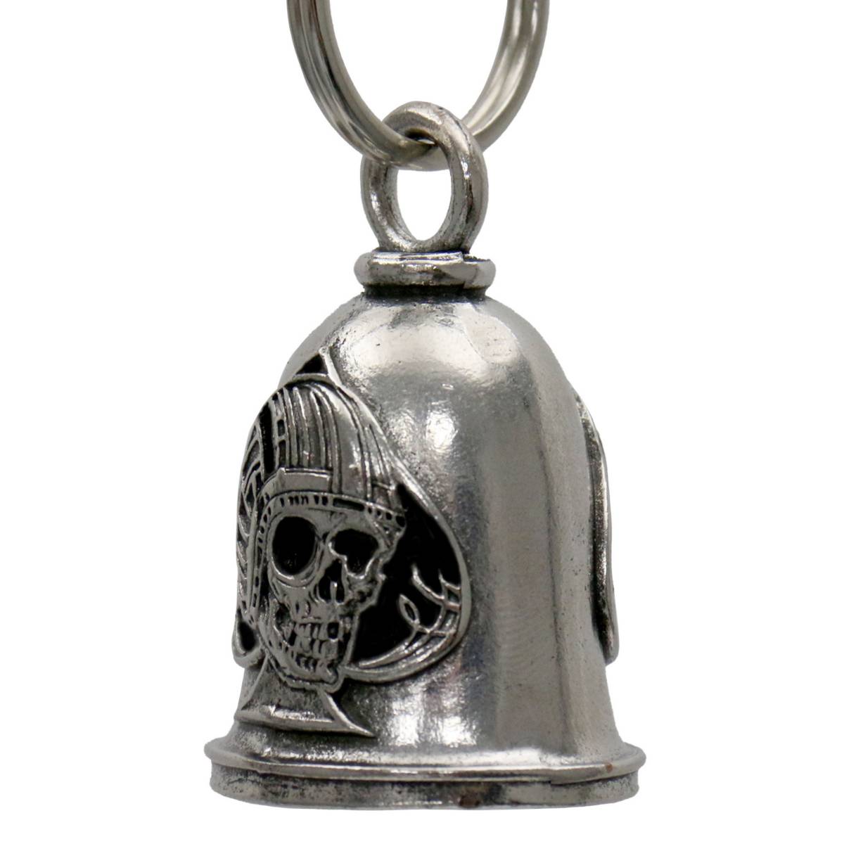 Milwaukee Leather MLB9140 Spade Skull Motorcycle Good Luck Bell w/ Key Ring-Key Chain Accessory for Bikers