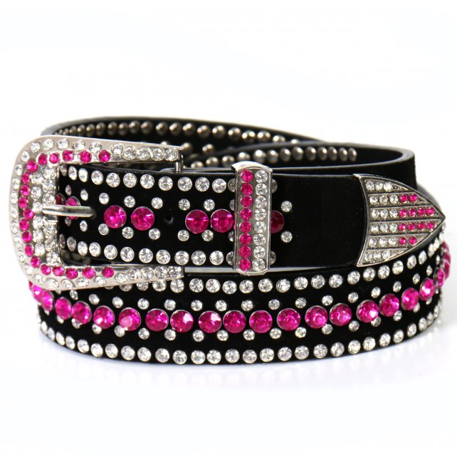 Hot Leathers BLA1081 Ladies Pink Rhinestone Leather Belt