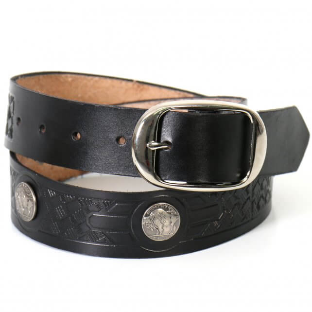 Hot Leathers BLE1008 Buffalo Nickel Black Leather Belt