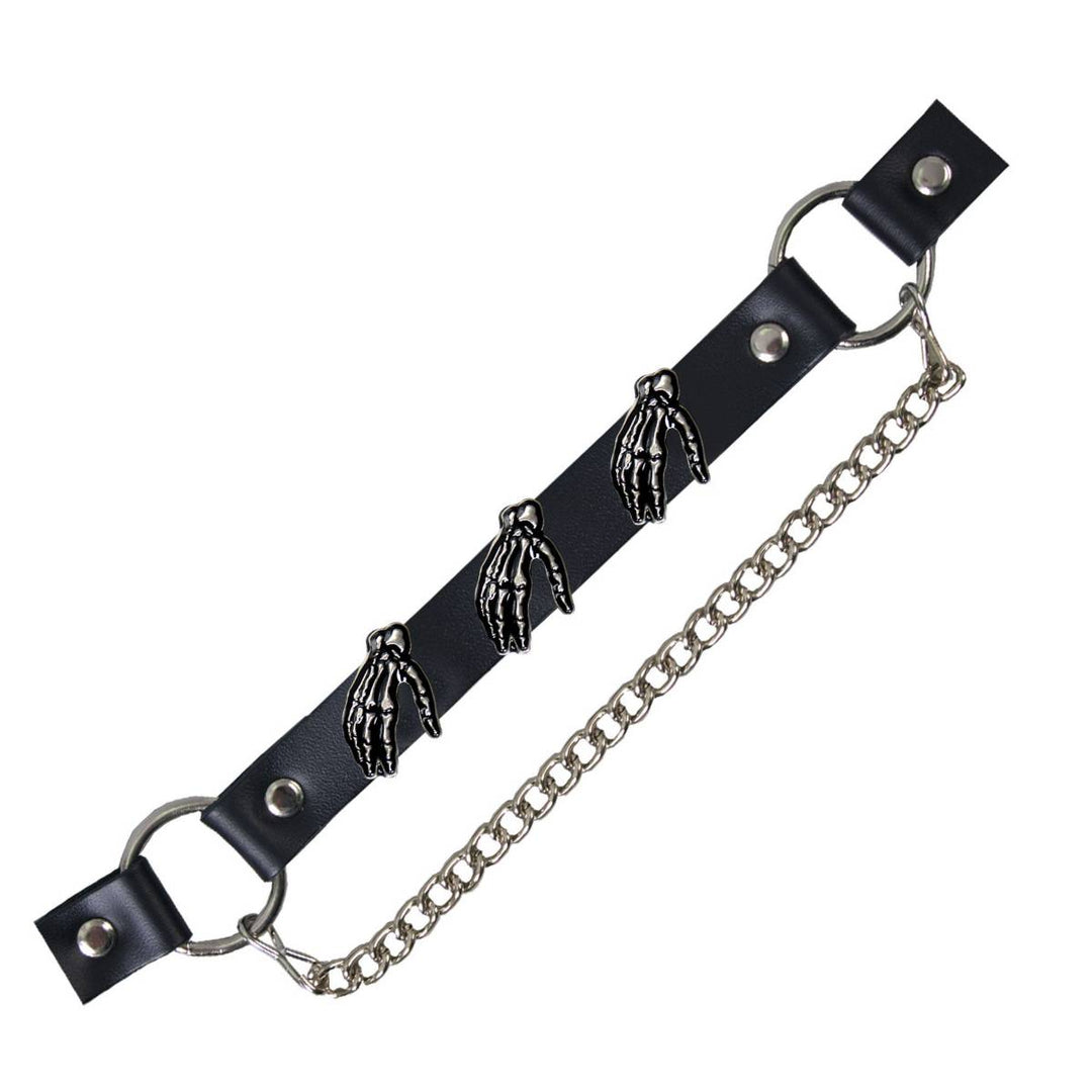 Hot Leathers BNL1025 Skeleton Hands Medallion Boot Chain for Motorcycle Boots