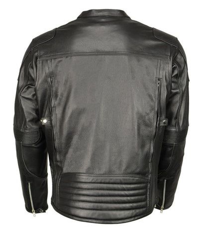 M Boss Apparel BOS11506 Men's Triple Vent Leather Jacket with Stretch Sides and Armor