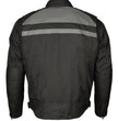 M Boss Motorcycle Apparel BOS11700 Men's Black Nylon Motorcycle Racer Riding Jacket with Reflective Piping