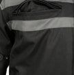 M Boss Motorcycle Apparel BOS11700 Men's Black Nylon Motorcycle Racer Riding Jacket with Reflective Piping