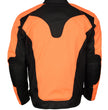 M Boss Motorcycle Apparel BOS11701 Men's High-Vis Orange Nylon Motorcycle Racer Riding Jacket with Mesh Panel Black