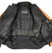 M Boss Motorcycle Apparel BOS11701 Men's High-Vis Orange Nylon Motorcycle Racer Riding Jacket with Mesh Panel Black