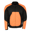 M Boss Motorcycle Apparel BOS11701 Men's High-Vis Orange Nylon Motorcycle Racer Riding Jacket with Mesh Panel Black