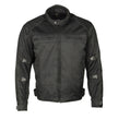 M Boss Motorcycle Apparel BOS11703 Men's Black Nylon and Mesh Motorcycle Racer Riding Jacket with Reflective Piping