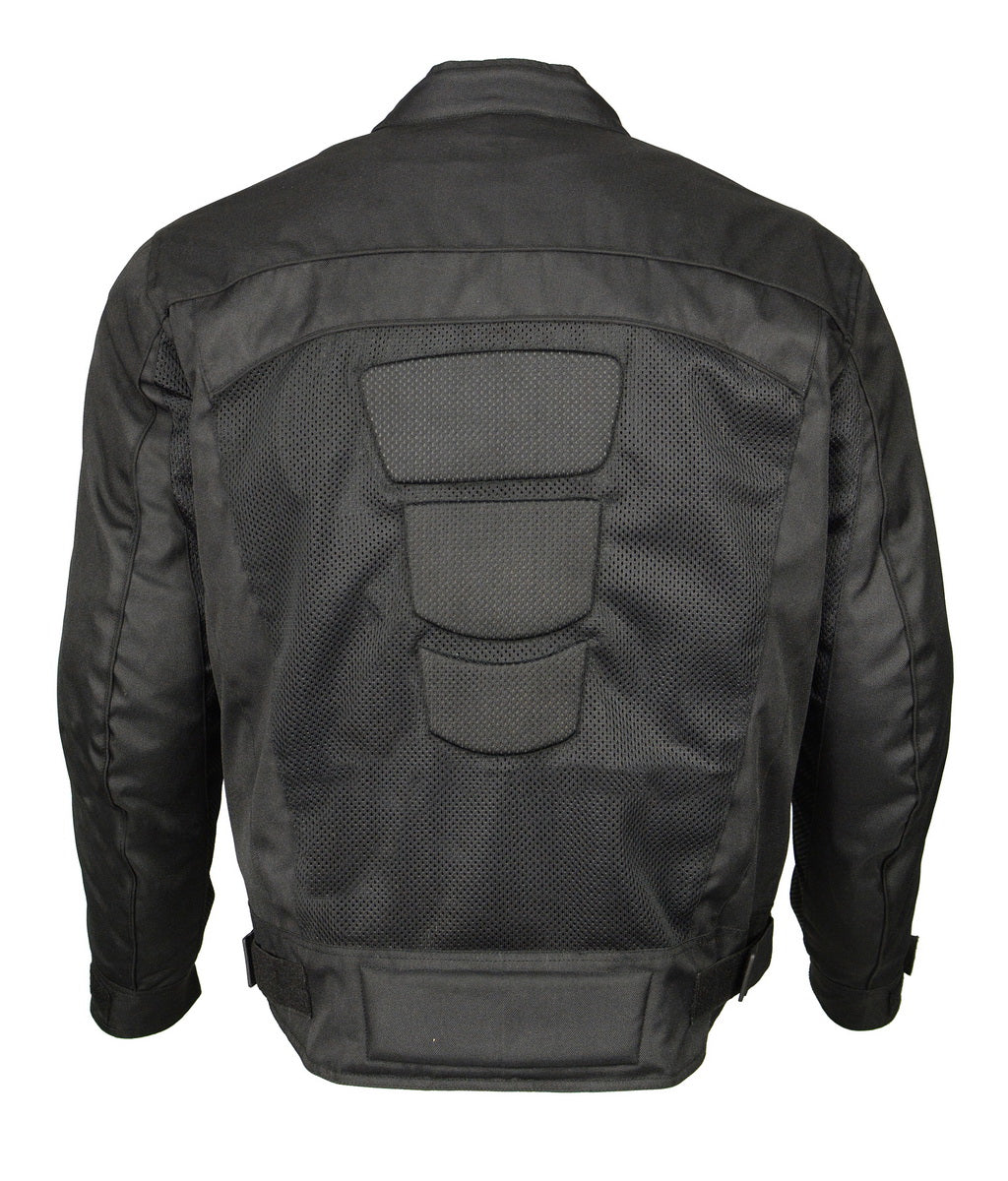 M Boss Motorcycle Apparel BOS11705 Men's Black Mesh and Nylon Motorcycle Racer Jacket with Armor Protection