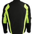 M Boss Motorcycle Apparel BOS11706 Men's Black/Hi-Vis Green Nylon Motorcycle Racer Jacket with Armor Protection