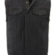 M Boss Motorcycle Apparel BOS13000 Men's Black Denim Club Style Vest with Hidden Zipper