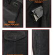 M Boss Motorcycle Apparel BOS13000 Men's Black Denim Club Style Vest with Hidden Zipper