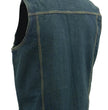M-Boss Motorcycle Apparel BOS13006 Men’s Classic Blue Denim Biker Vest