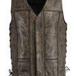 M Boss Motorcycle Apparel BOS13501 Men's Distressed Brown Leather 10 Pocket Motorcycle Vest w/ Quick Draw Pocket