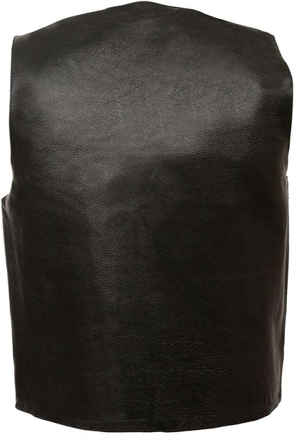 M-Boss Motorcycle Apparel BOS13514T Men’s Black Classic Western Style Conceal/Carry Biker Leather Vest in TALL SIZES