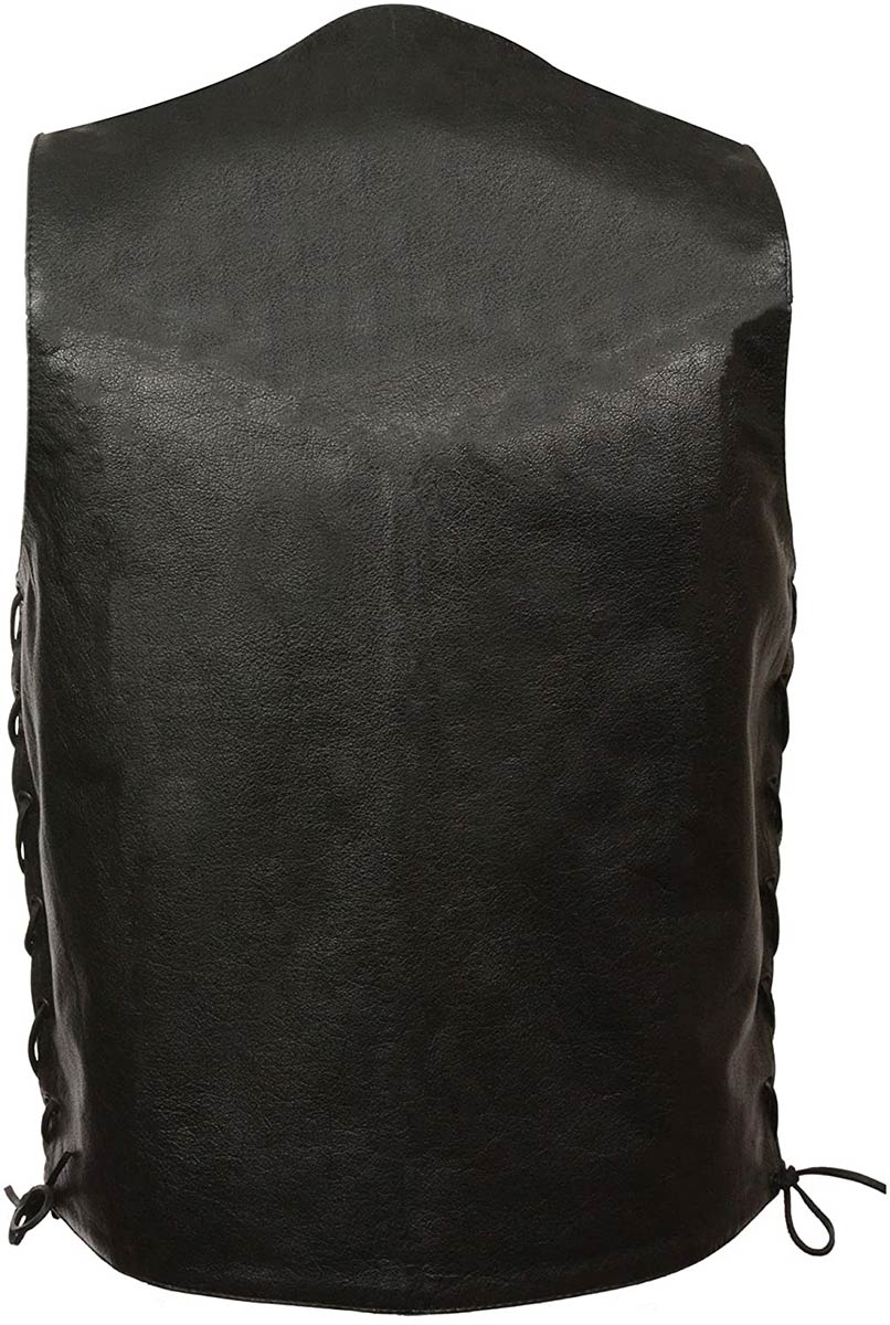 M-Boss Motorcycle Apparel BOS13516T Men’s Black ‘Tall Size’ Conceal and Carry Classic Biker Leather Vest