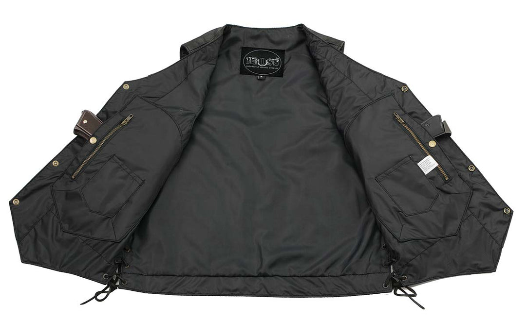 M-Boss Motorcycle Apparel BOS13517 Men’s Classic Black Leather &