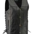 M-Boss Motorcycle Apparel BOS13517 Men’s Classic Black Leather 'Side Laced' Motorcycle Biker Rider Vest