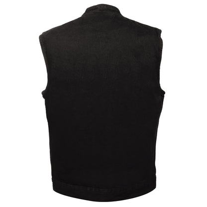 M Boss Motorcycle Apparel Apparel BOS13520 Men's Black Snap Front Denim Club Style Vest