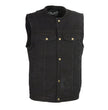 M-Boss Apparel BOS13521 Men's Black Denim Club Style Motorcycle Rider Vest with Conceal/Carry Pockets