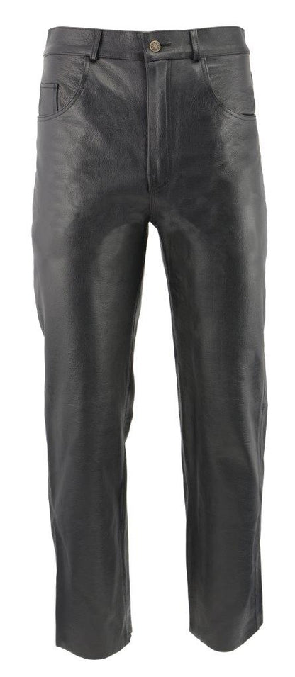 M-Boss Motorcycle Apparel BOS15570 Men’s Black Jean Style Leather Pants