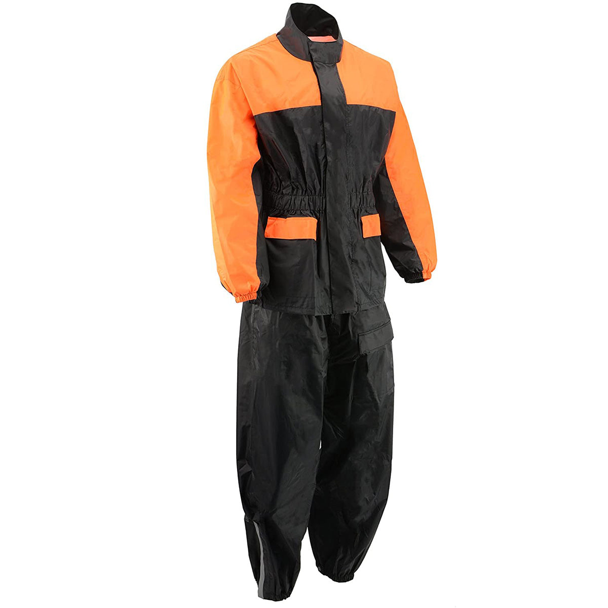 M-Boss Motorcycle Apparel BOS19500 Men’s High-Vis Orange 2-Piece Motorcycle Rider Rain Suit