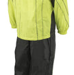 M Boss Motorcycle Apparel BOS19501 Men’s Black and High-Viz Green Two-Piece Motorcycle Rain Suit