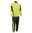 M Boss Motorcycle Apparel BOS19501 Men’s Black and High-Viz Green Two-Piece Motorcycle Rain Suit